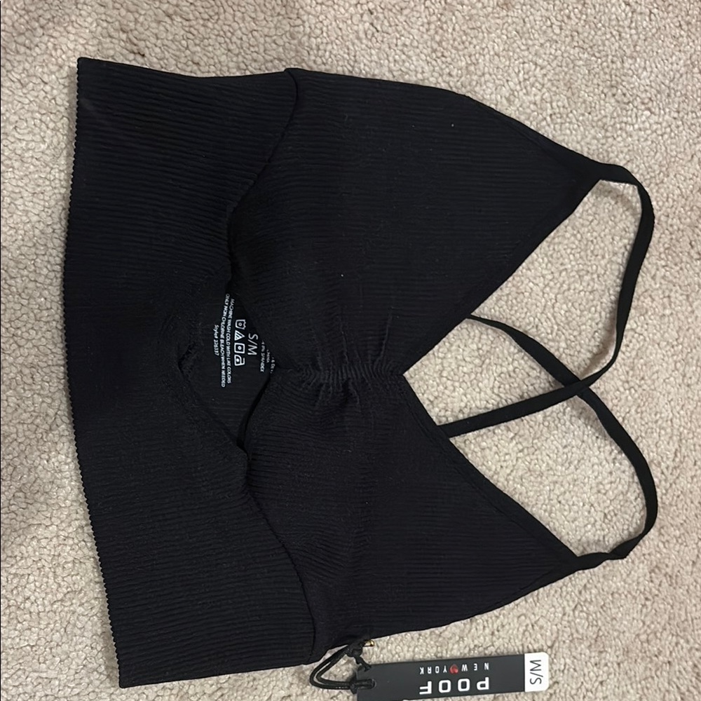 Poof! Black Ribbed Top